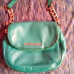 Michael Kors Green Crossbody Bag with Gold Chain